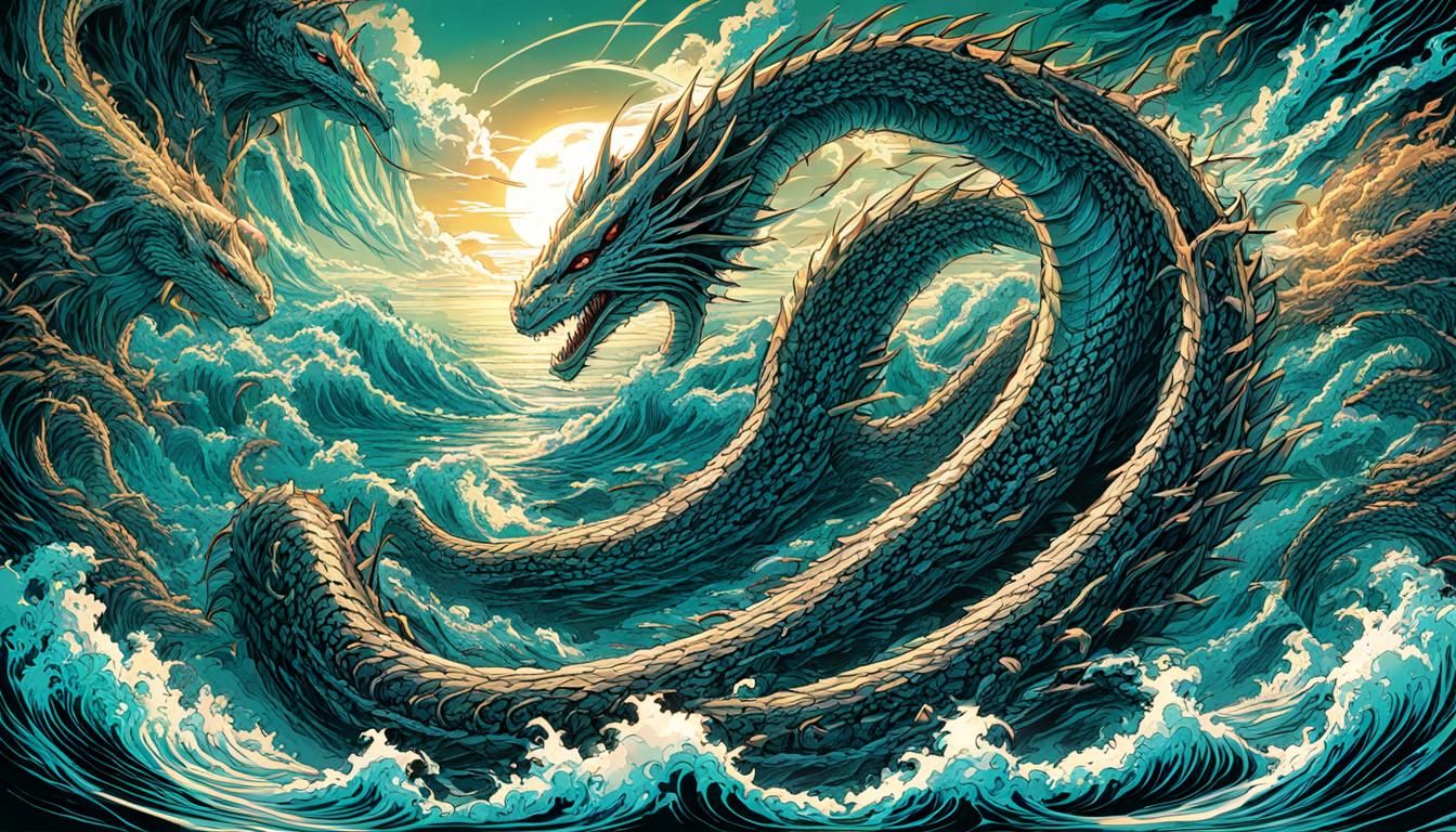 Sea Serpent in Comic Book Art Style