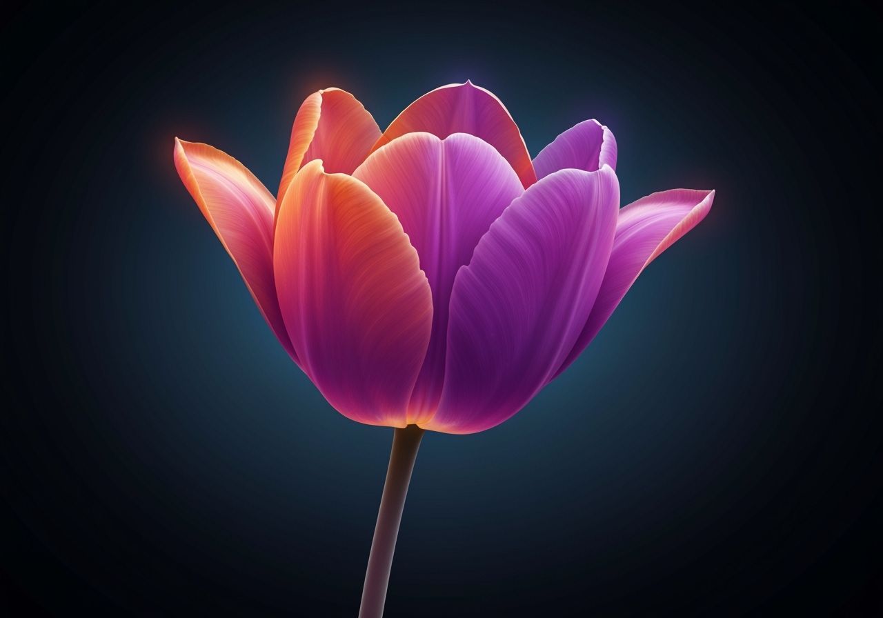 Translucent Tulip with Vibrant Color Gradient