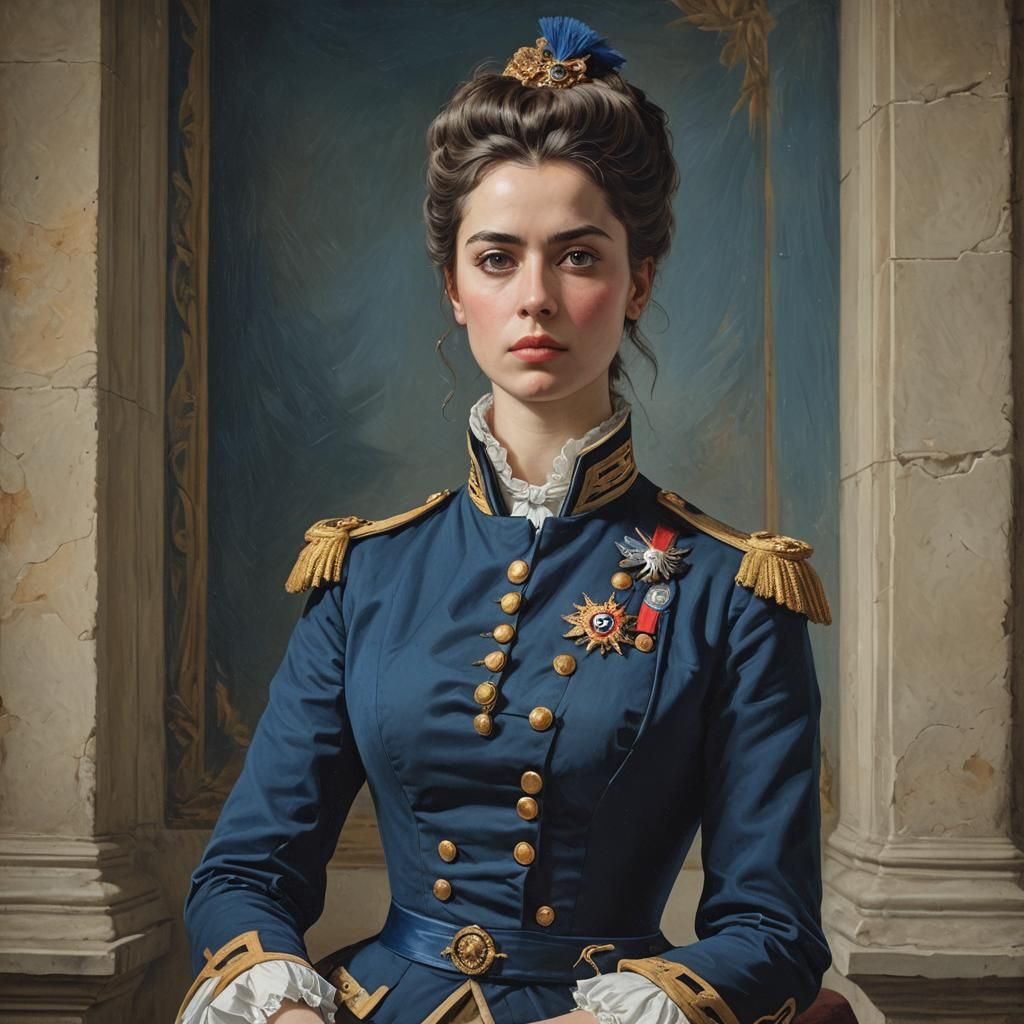 Woman in Napoleonic Military Outfit Portrait