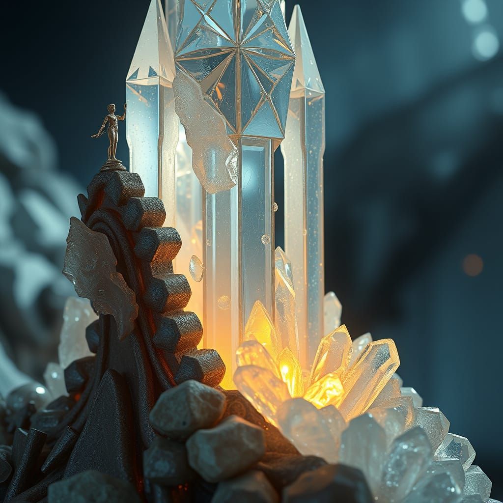 Intricate Crystal Creature in Dramatic Hyperrealistic Style