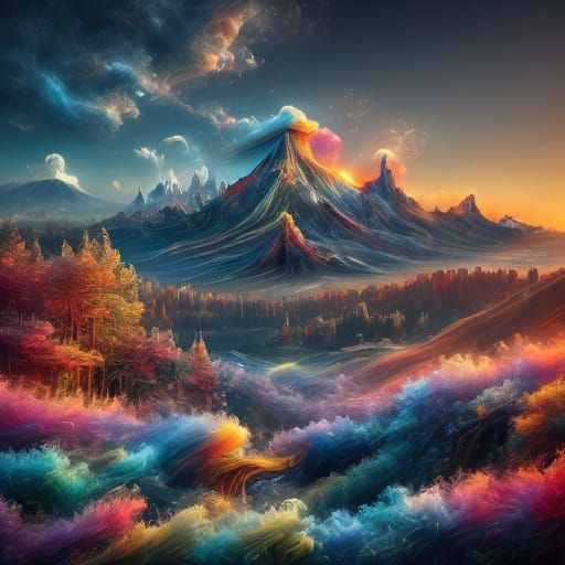 Majestic Crater Lake in American Luminism Style