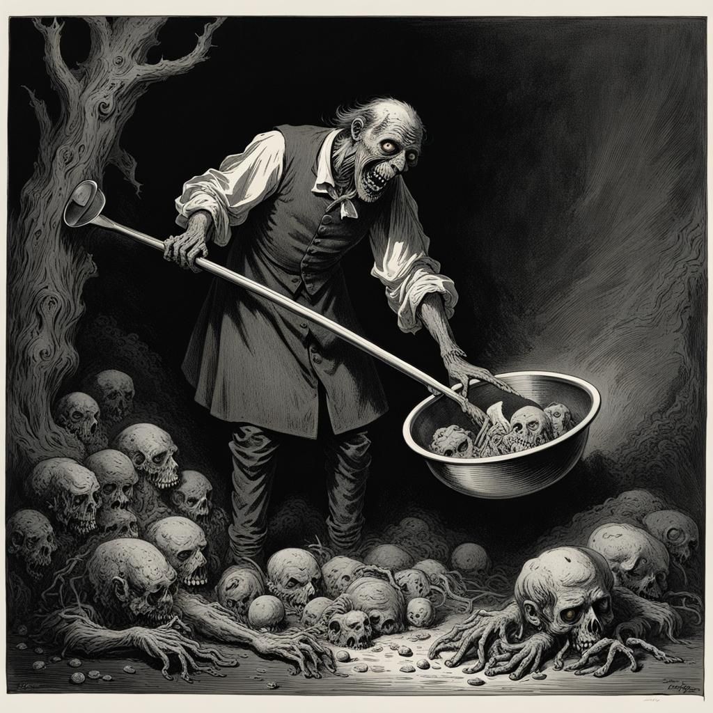 Creepy Zombie Cook in Horror Style