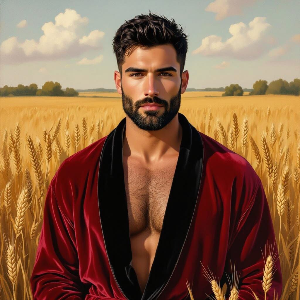 Portrait of a Man in Wheat Field, Impressionism