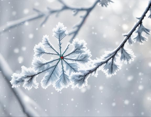 Rainbow Prisms Shining Through Snowy Branches