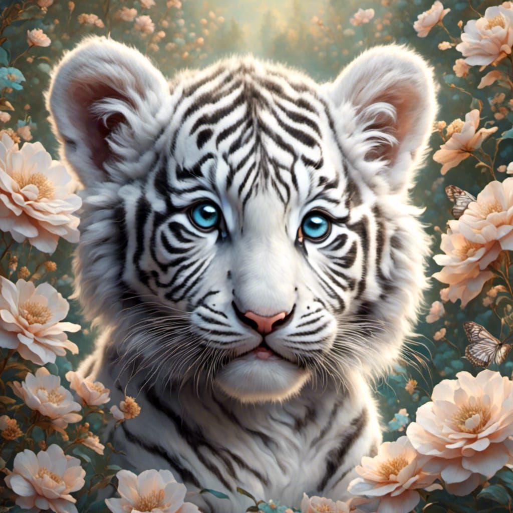 a beautiful baby white tiger