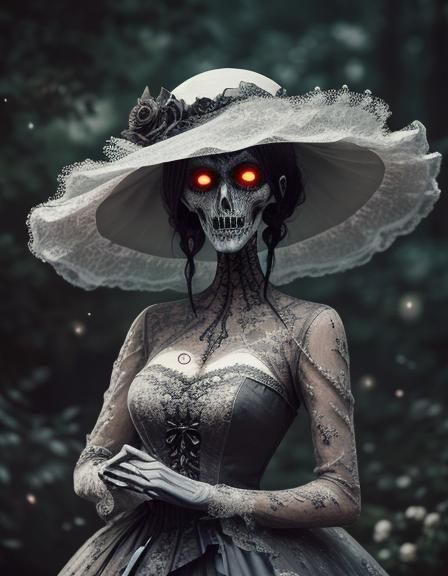 Elegant Undead Monster in Lace, Artistic Photography