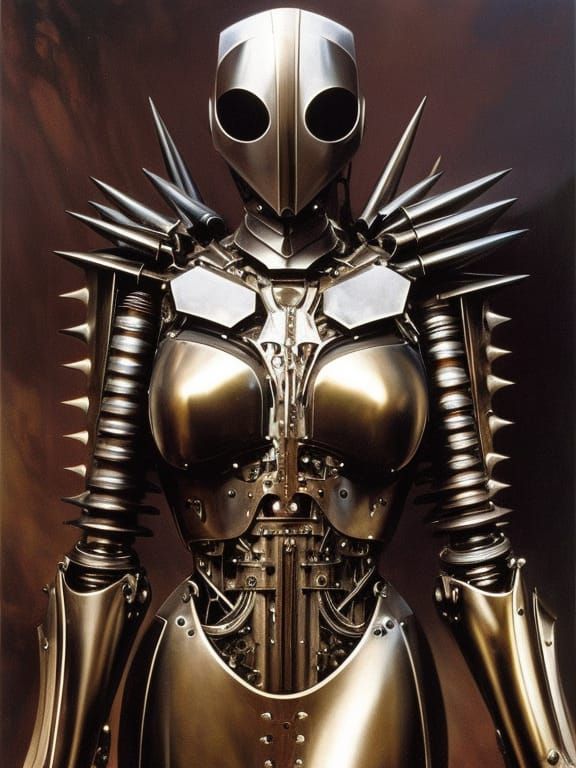 Armored Robot Girl Portrait in Science Fantasy Style