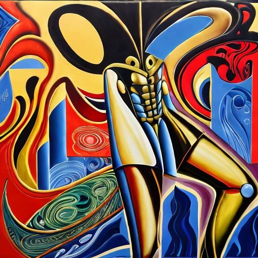 Abstract Expressionist Composition in Oil on Canvas