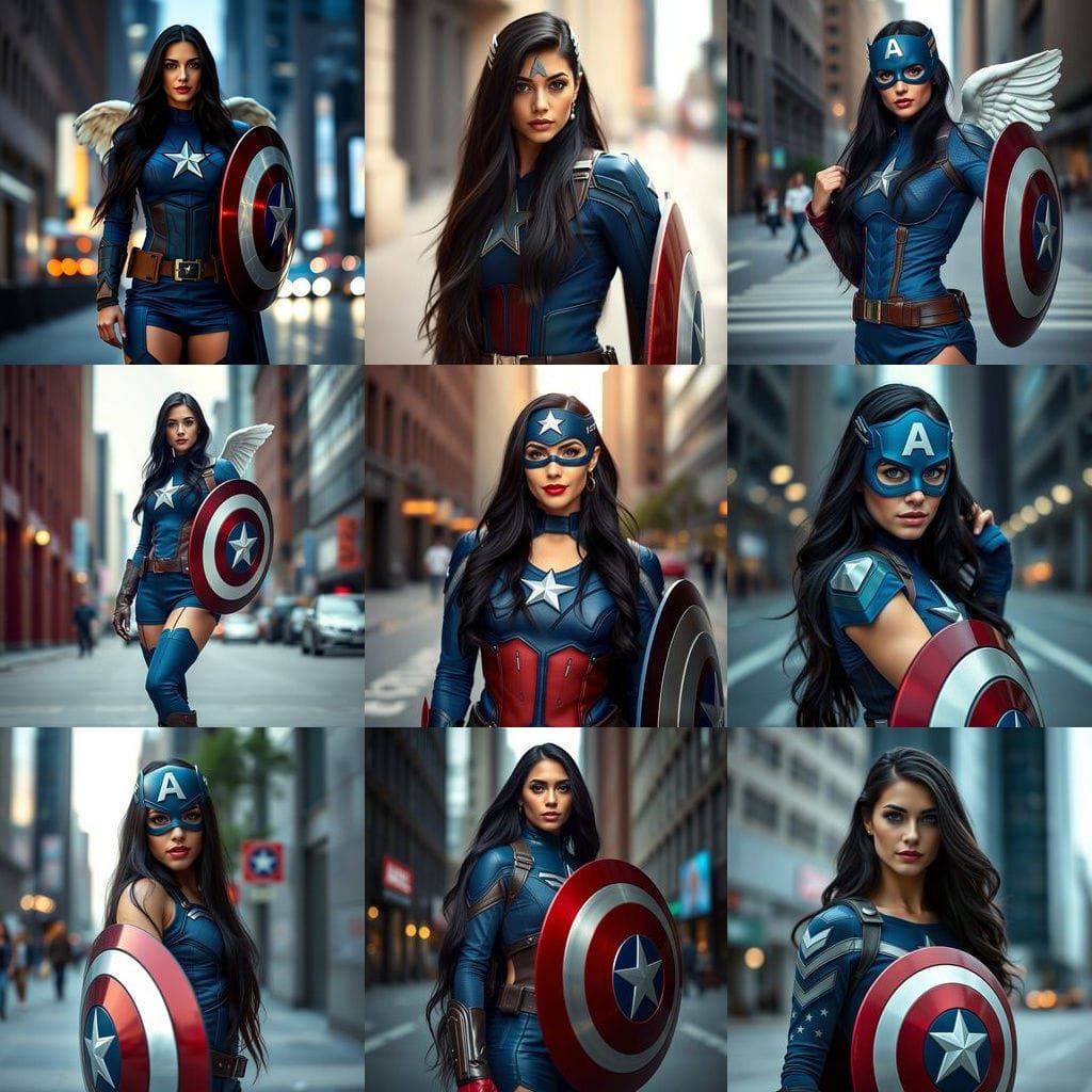 Cyberpunk Angelic Captain America Superhero