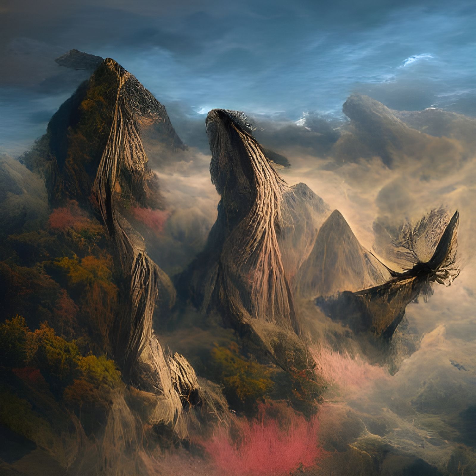 Flying hills and mountains