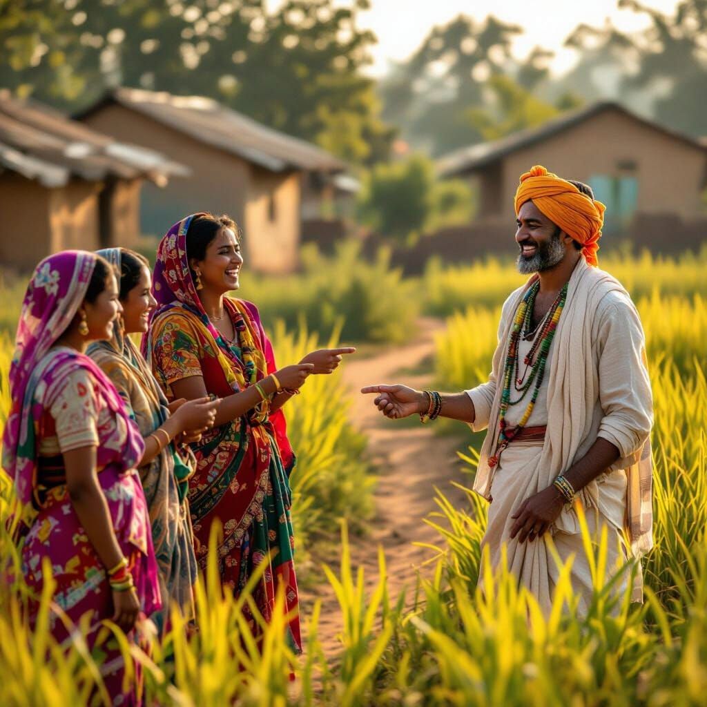 Gopal Smiles Confidently at Laughing Villagers in Golden Hou...