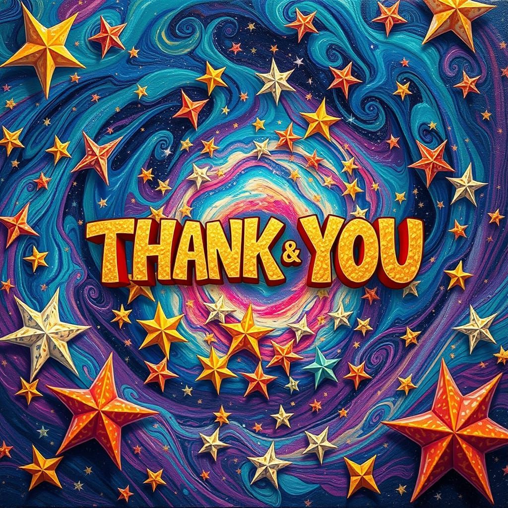 Surreal Cosmic Ode to Gratitude in Whimsical Psychedelic Tex...