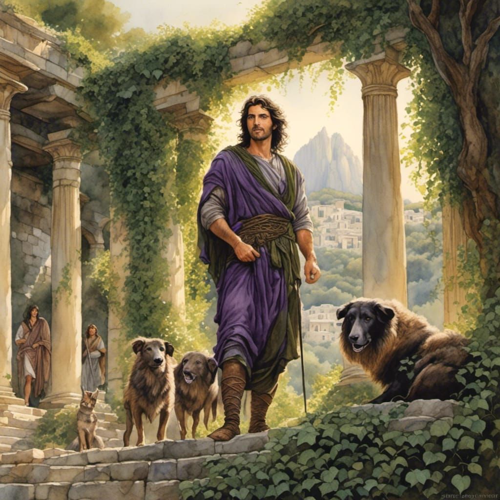 Dionysos as Afghan Shepherd in Greek Temple