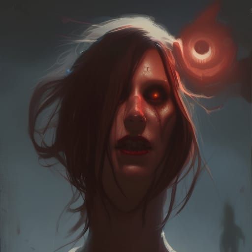 Sinister Figure with Glowing Red Eyes