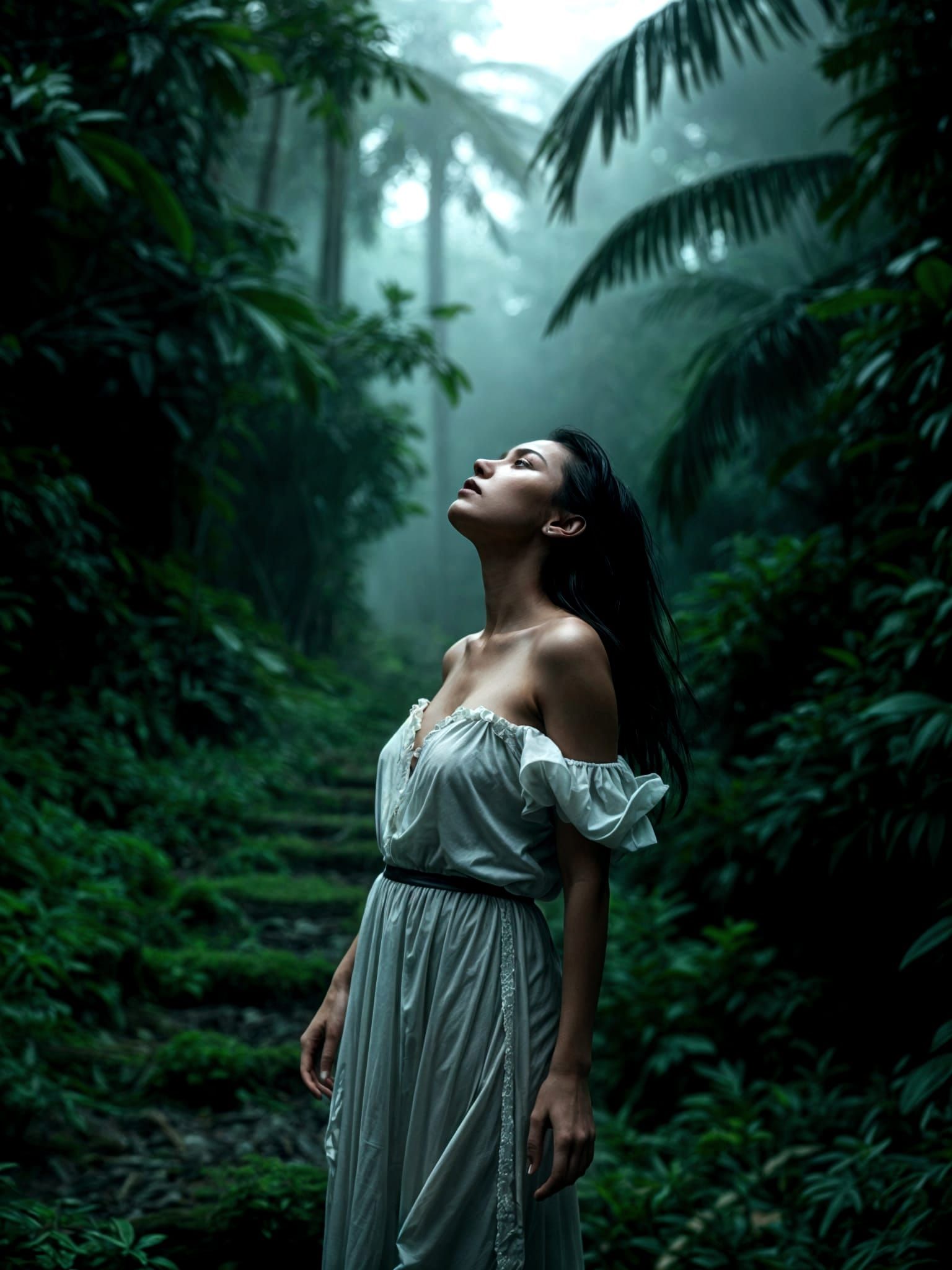 Ethereal Pontianak Ghost in Emerald Jungle Mist