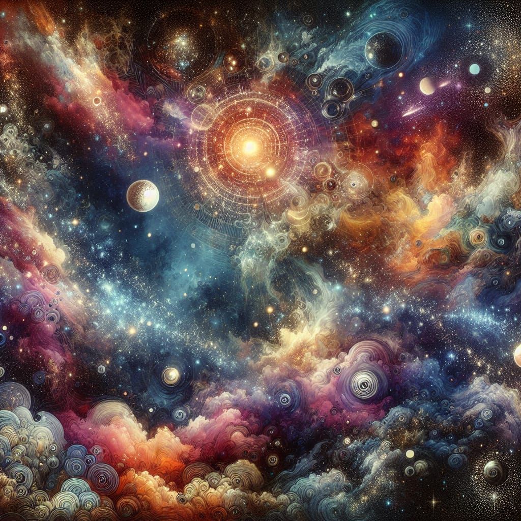 Cosmic Renaissance Masterpiece in Vibrant Hues