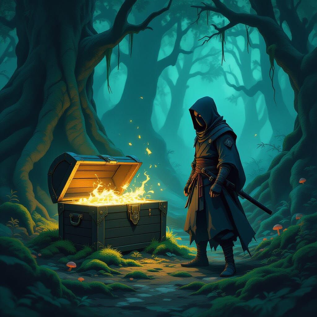 Ninja Guardian of Enchanted Treasure Chest