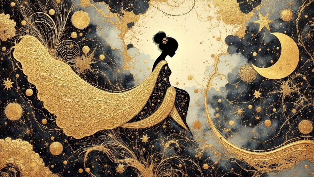 Ethereal Woman in Traditional Japanese Art Style