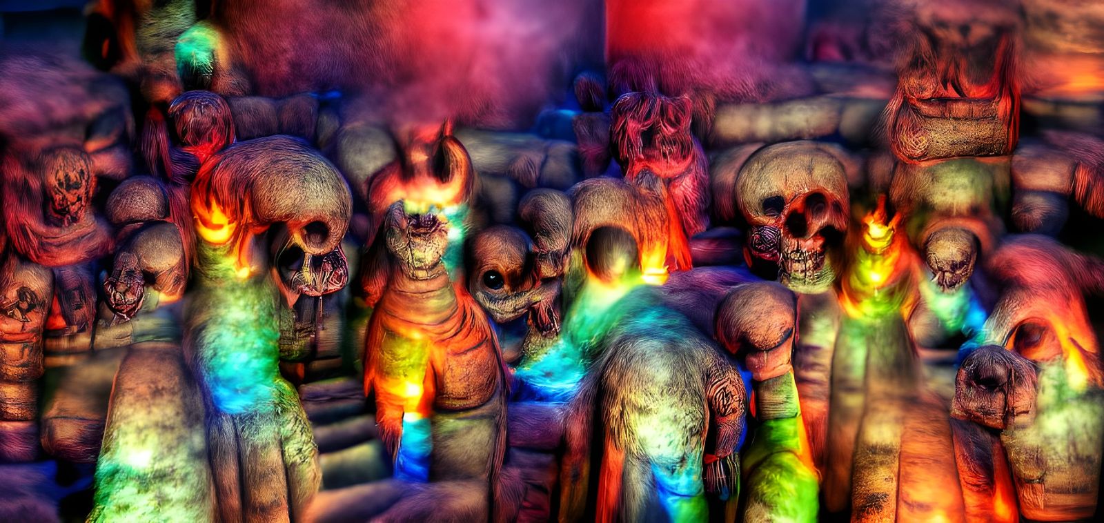 Colorful Entrance to Hell in Volumetric Lighting