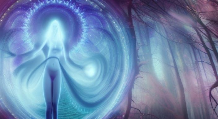 Surreal Woman in Mycelium Network, Detailed Art