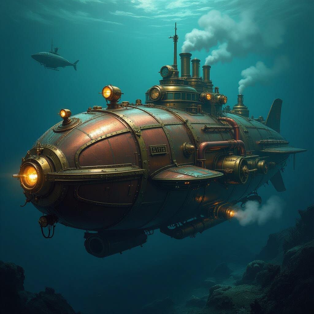 Steampunk Submarine in Victorian Style