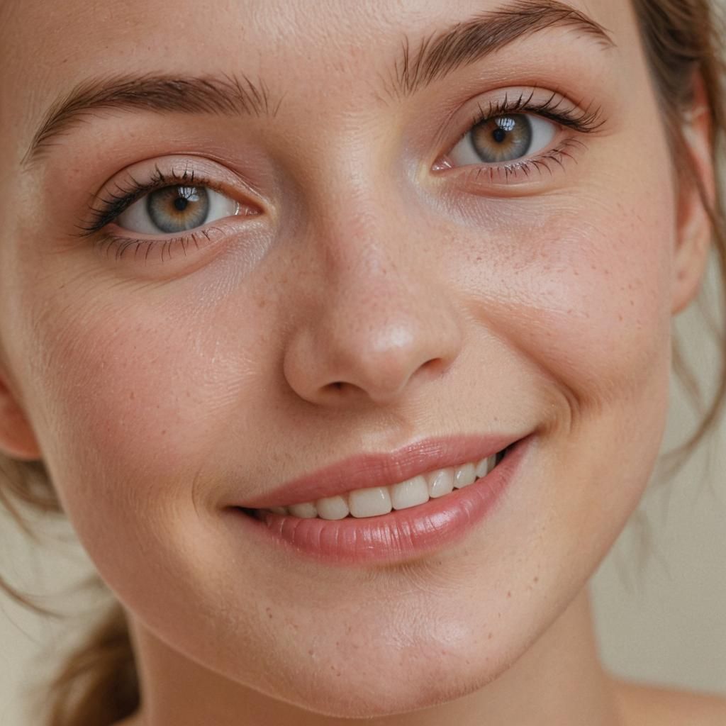Photorealistic Close-Up Portrait of a Smiling Woman