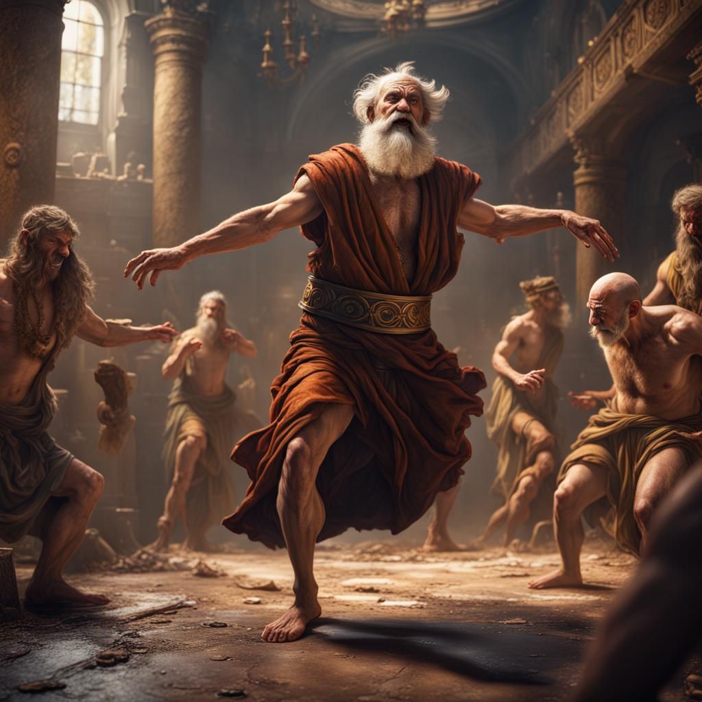 Diogenes Dancing: Detailed Fantasy Concept Art