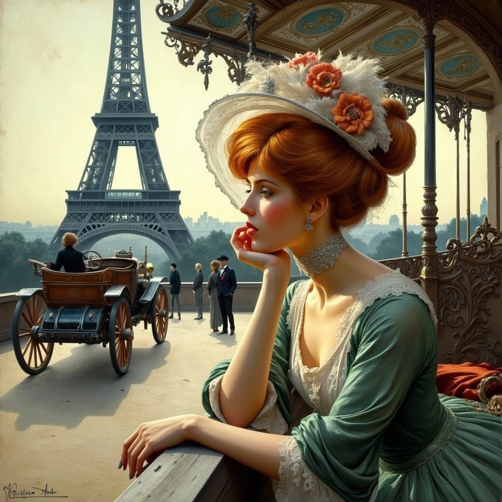 Woman in Elegant Era, Inspired by Impressionist Masters