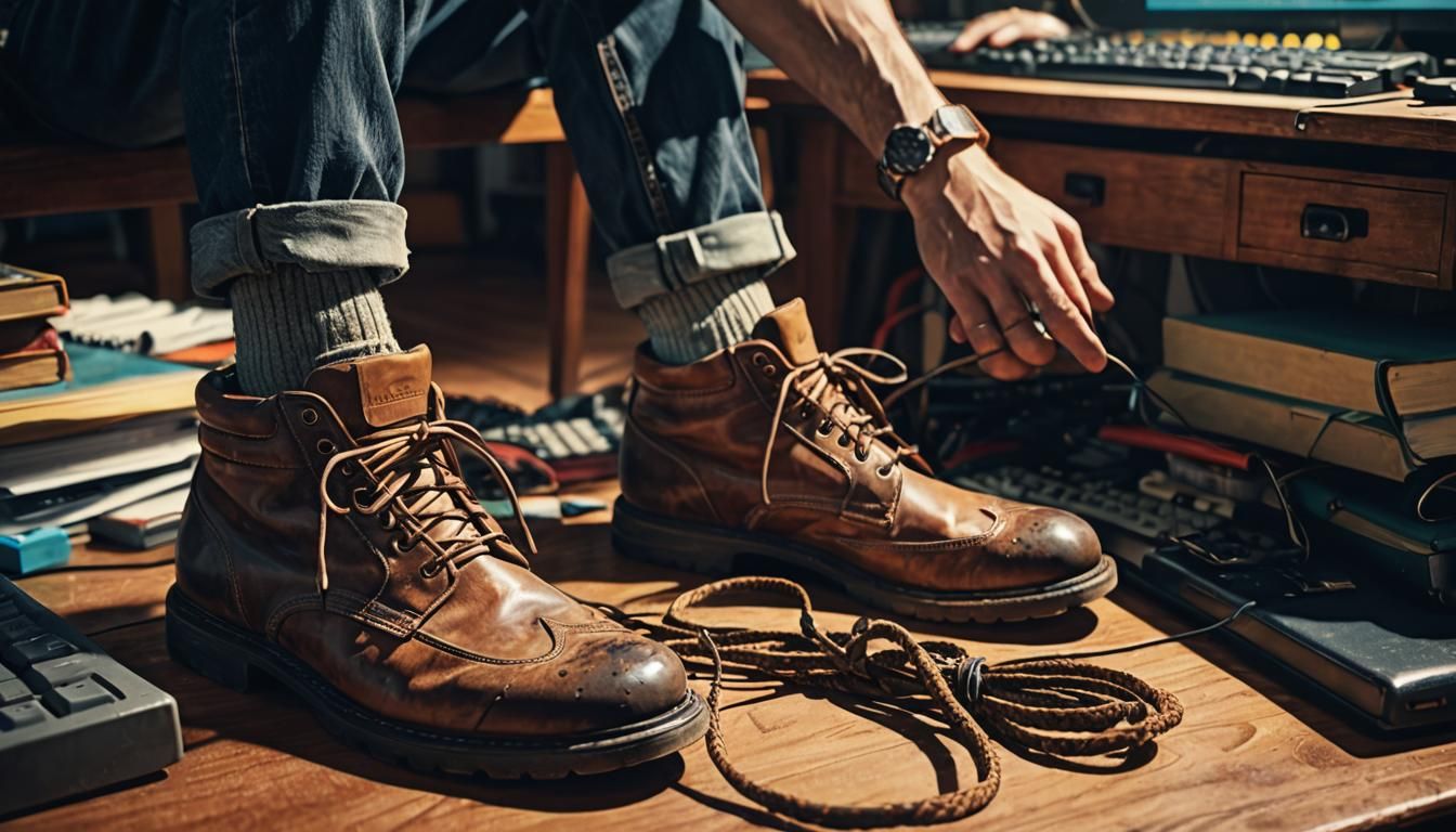 Man at Computer with Shoes, Concept Art