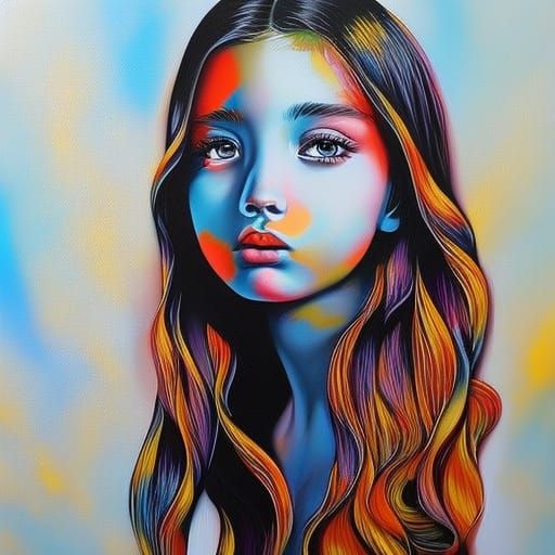 Colorful Graffiti Art of a Beautiful Girl