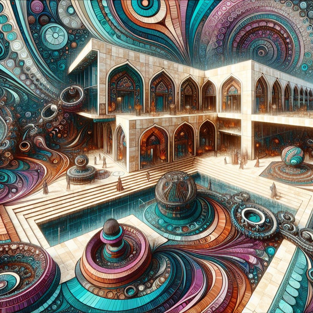 Fractal Edifice with Marble and Bijouterie Accents