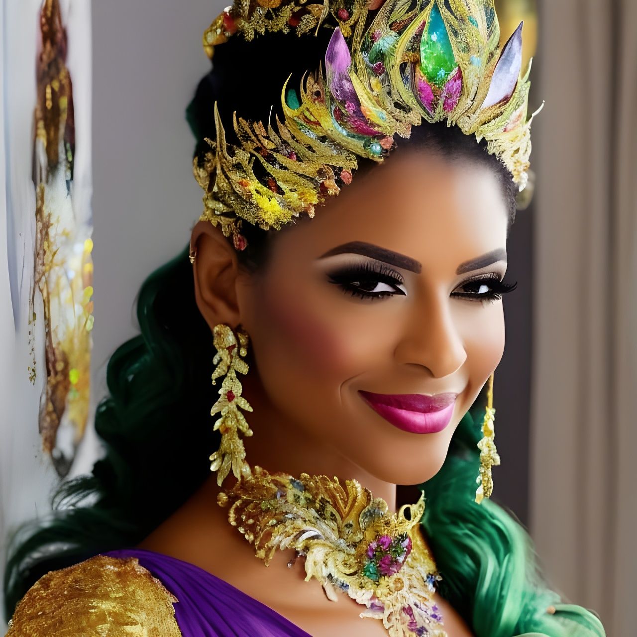 Glistening Jewel-Adorned Goddess Portrait