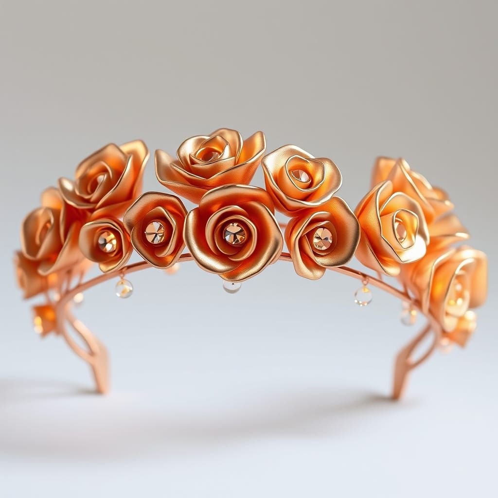 Rose Gold Tiara Inspired by Blooming Roses