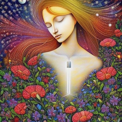 Surreal Light Beams Collage Art