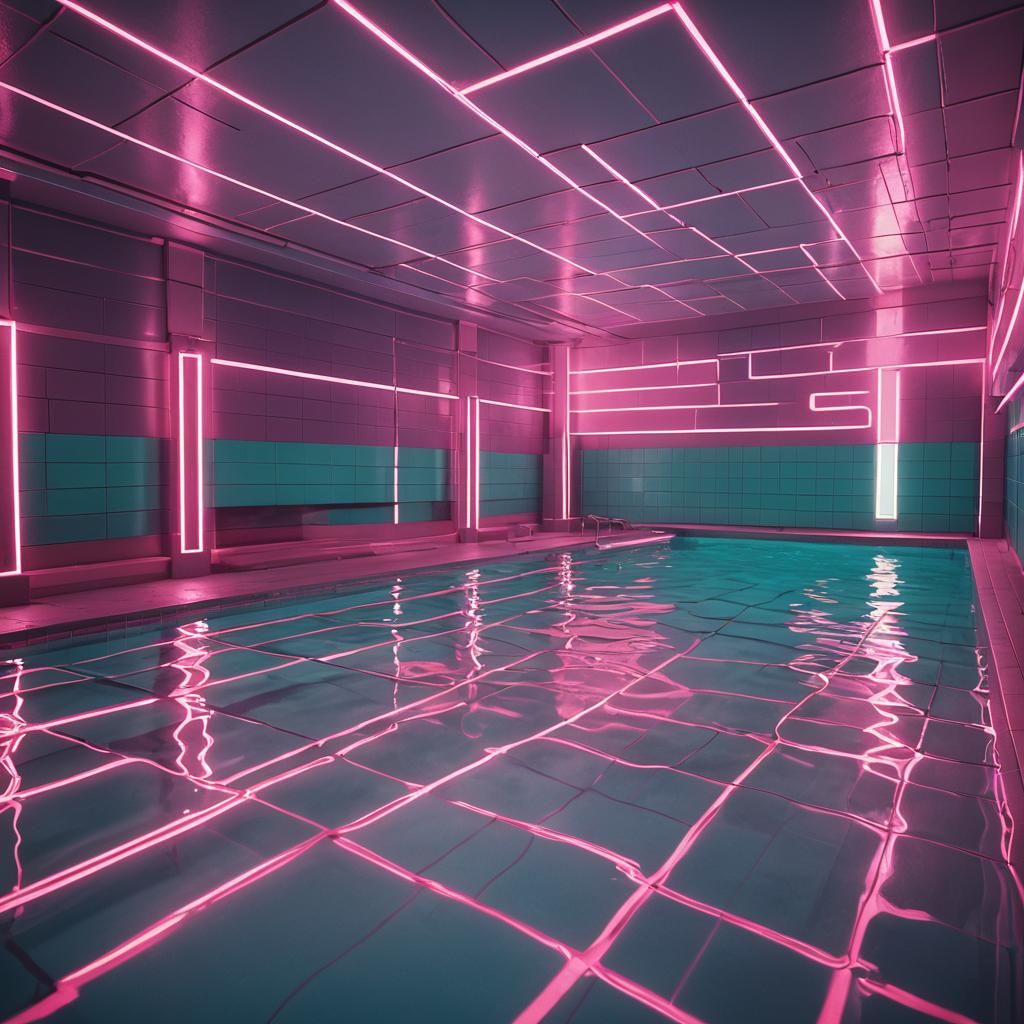 Synthwave Neon Pool Rooms: Retro-Futuristic Dreamscape