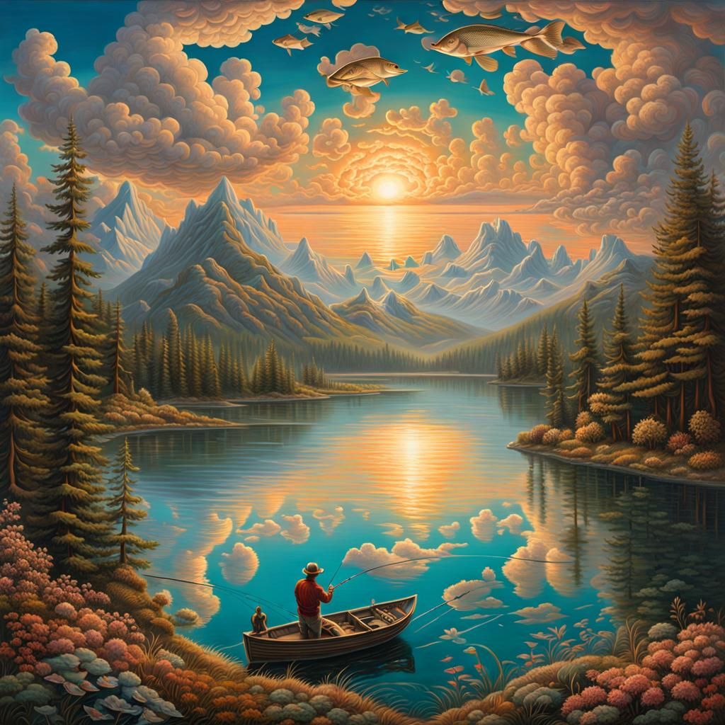 Lake Fishing: Mind-Bending Digital Art