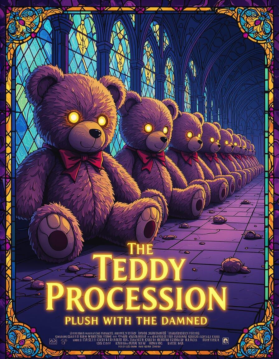 Possessed Teddy Bears Stained Glass Movie Poster