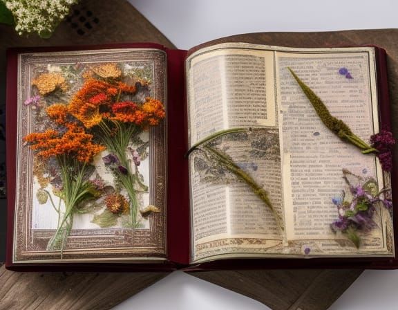 Flowers in a journal, about to press them!