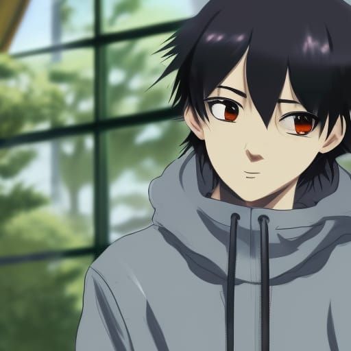 Anime Style Portrait of Smiling Teenage Boy