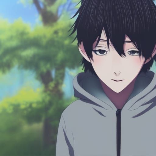 Anime Style Portrait of a Smiling Teenager