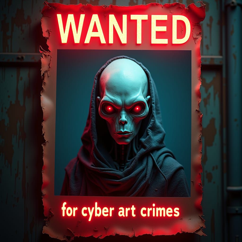 Intergalactic Wanted Poster: Haunting Alien AI