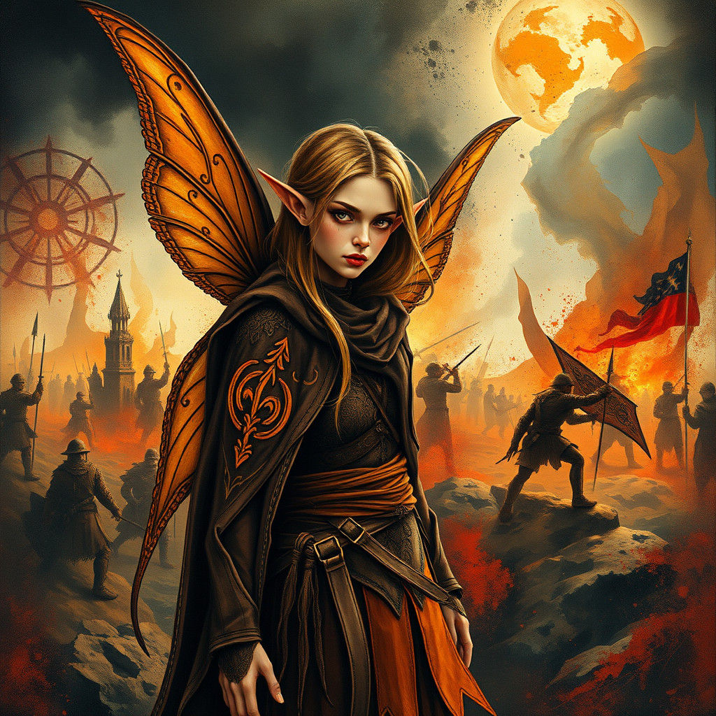 Brown Fairy Elf in Expressive Impasto Style