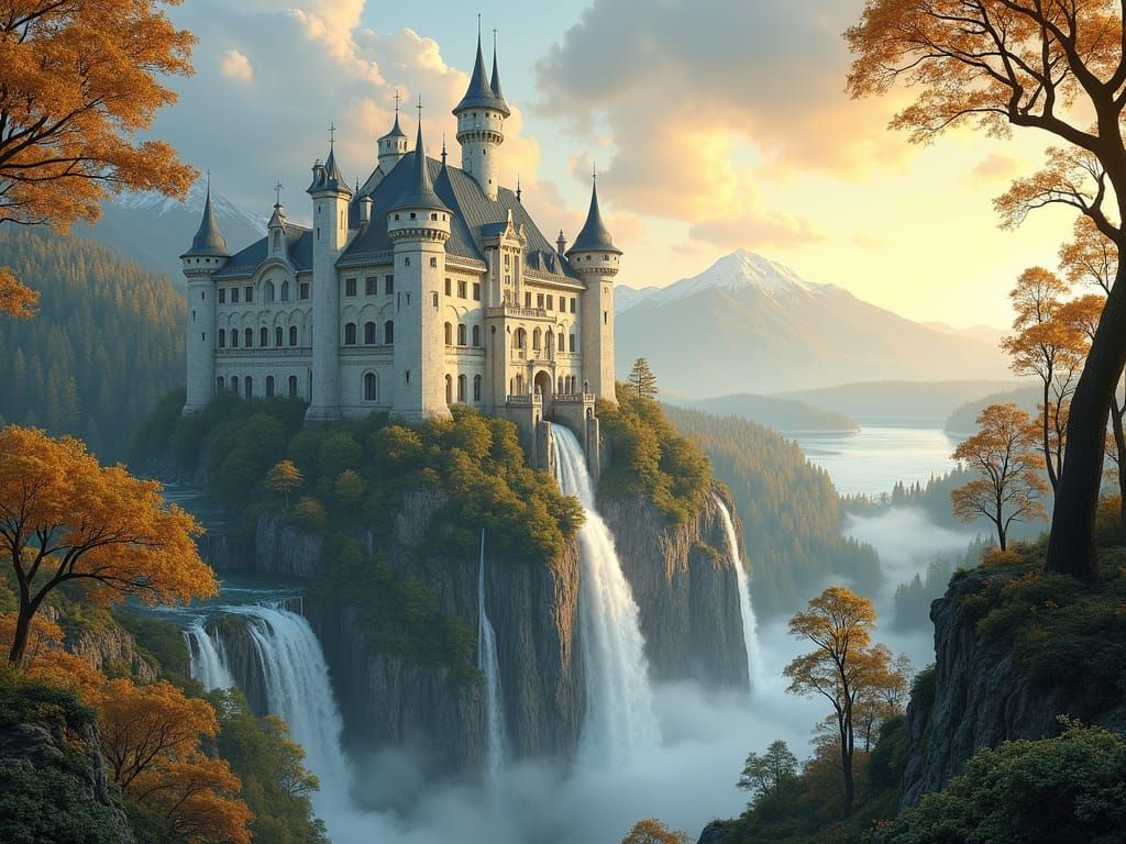 Majestic Elven Castle in a Fantasy Landscape