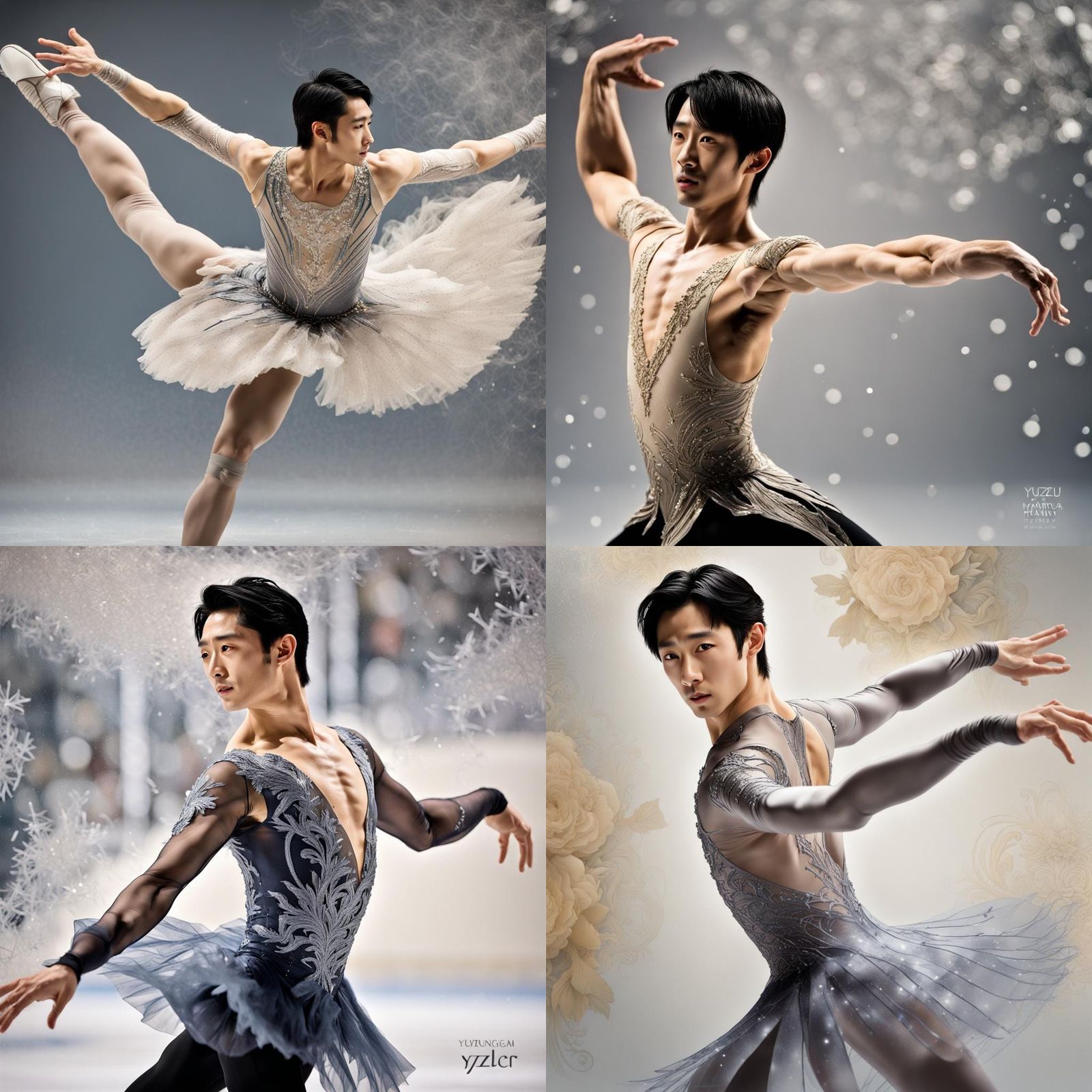 Figure Skater in Motion: An Art Nouveau Composition