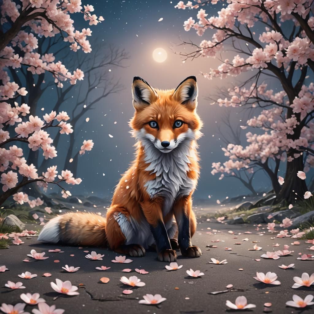 Adorable Fox with Blue Eyes in Digital Art