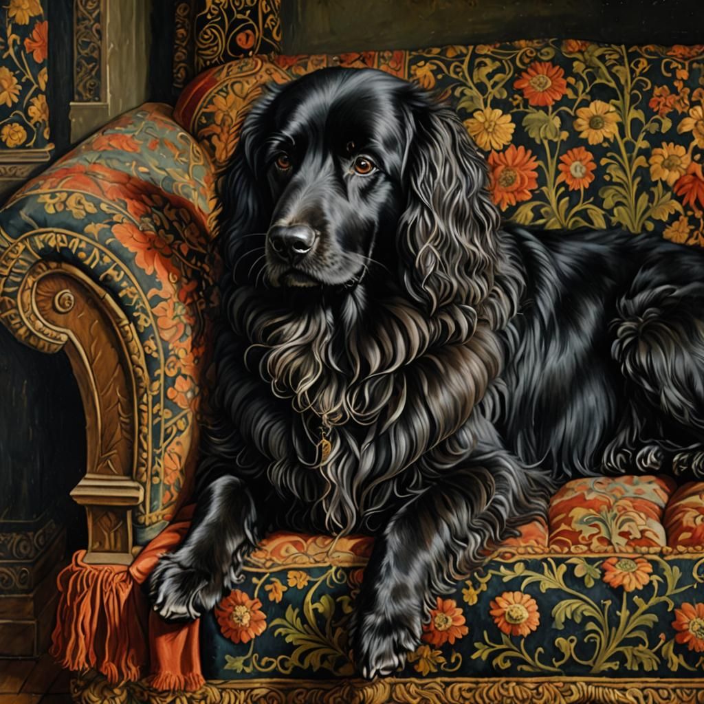 Black Dog in Style of Albrecht Dürer Painting