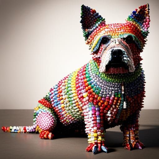 Dog Sculpture Made of Recycled Soda Cans