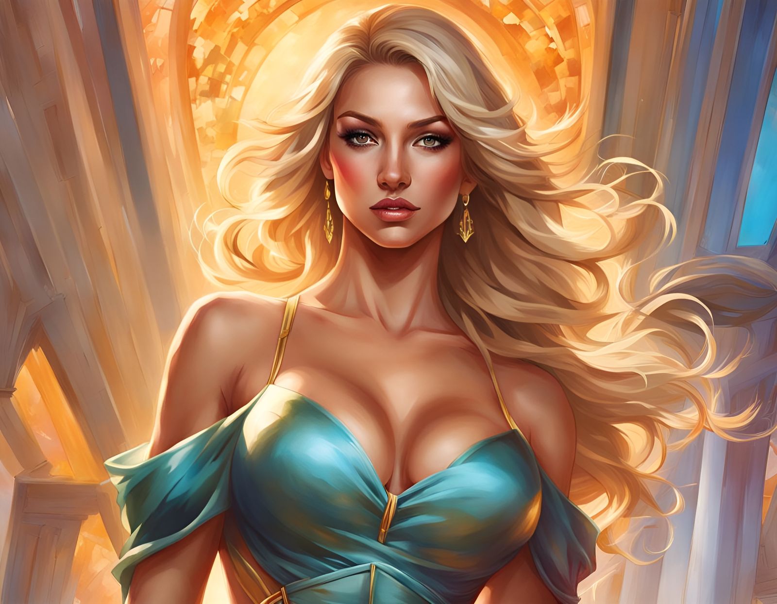 Provocative Blonde Portrait in Dynamic Lighting