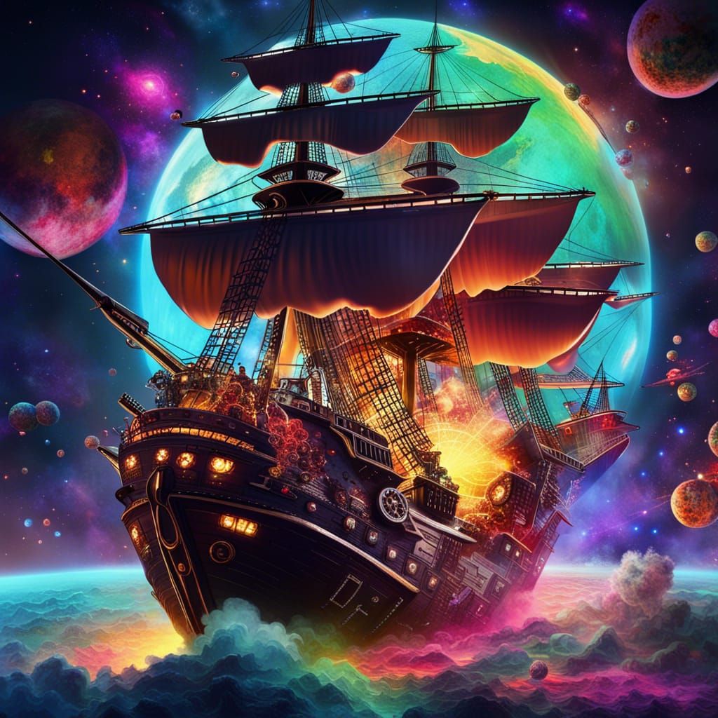 Pirate Spaceship Battle in Outer Space