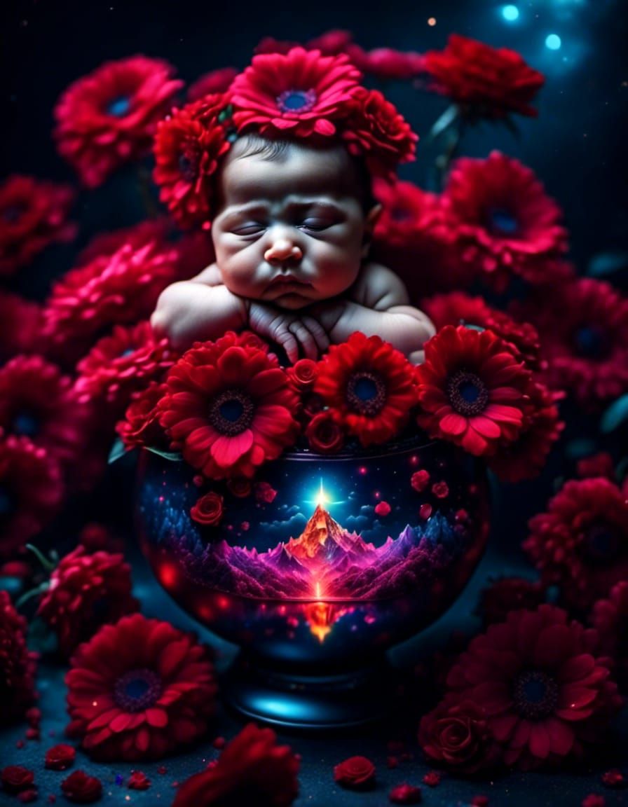 Baby in Flowerpot, Anne Geddes Style